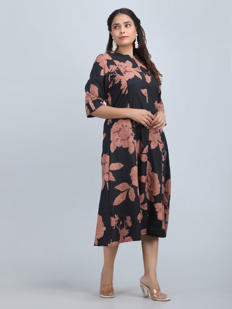Shifory Floral Print Black A-Line Kurta for Women - Image 4